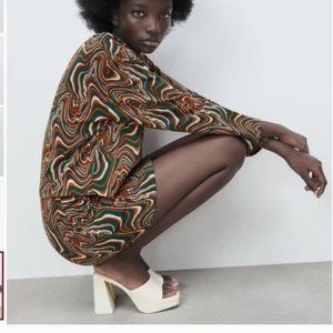 NWT JACQUARD SKIRT GREEN BROWN SET.